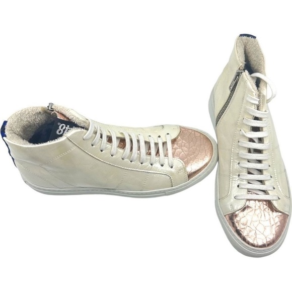 P448 star 2.0 Metallic Blue Rose Gold High-top Leather Sneakers Tennis Shoes NEW